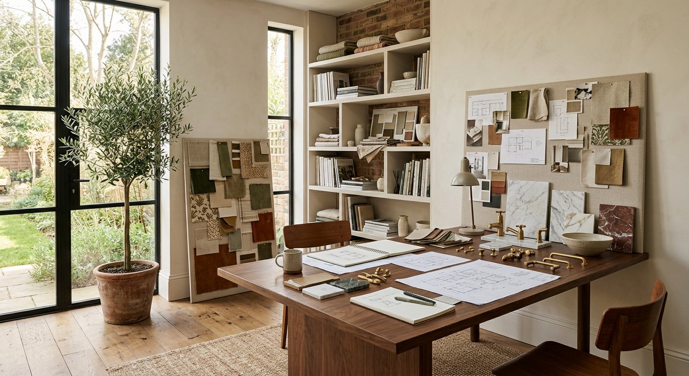 Style Home Renovation design studio with material samples