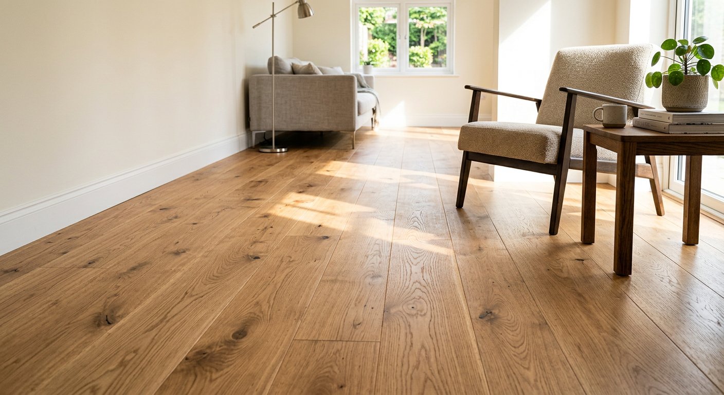 Wide plank oak flooring installation